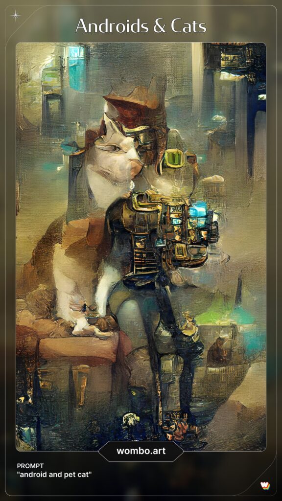 android and pet cat writing prompt form wombo