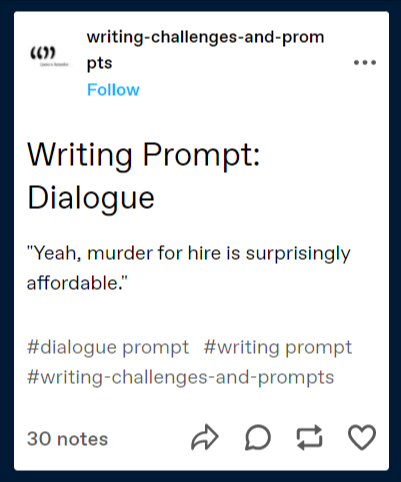 writing prompt on tumblr