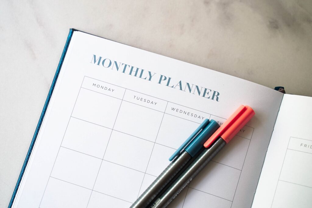 Monthly planner for building a writing habit - Photo by 2H Media on Unsplash
