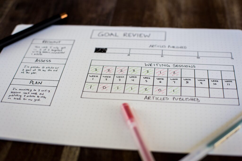 Review your writing goals - Photo by Isaac Smith on Unsplash